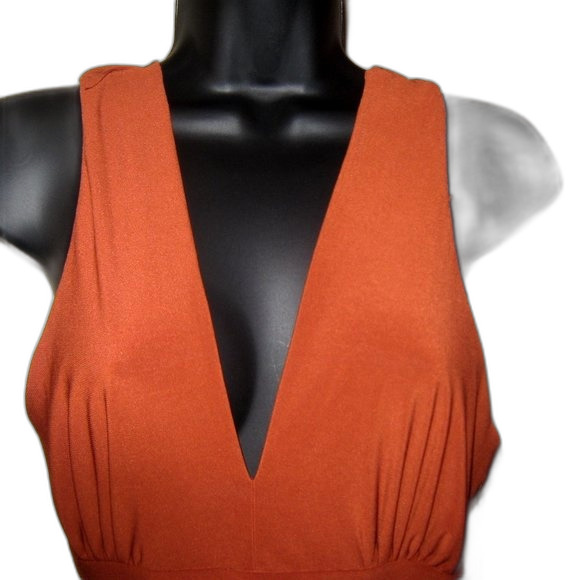 Haute Monde Small Cognac Belted Sleeveless Jumpsuit NWT - Picture 4 of 16
